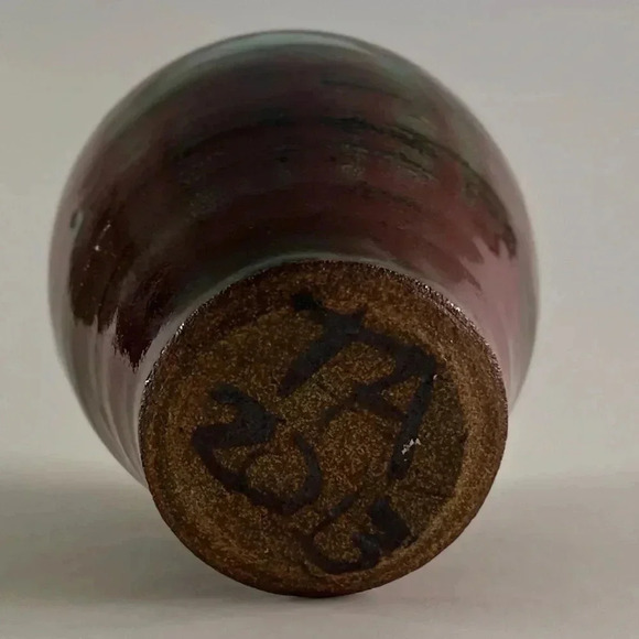 Studio Ceramics Stoneware Pottery Vase Ruby Red Oxblood Glaze 6.5" - Picture 3 of 6